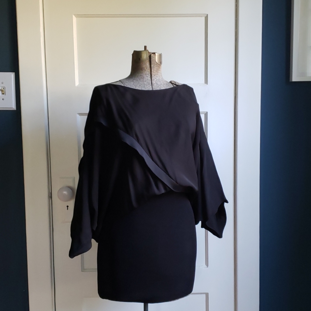 Black Mini Dress with Dolman Sleeves